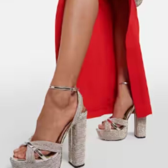 AUTH WOMEN’S AQUAZZURA SUNDANCE 140 CRYSTAL EMBELLISHED PLATFORM SANDALS - SZ 6. - Picture 6 of 12